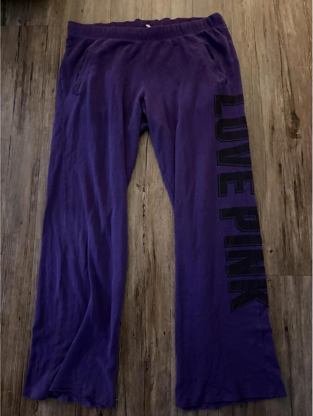 Vtg Victoria’s secret PINK Y2K Purple Sweatpants Wide Leg L